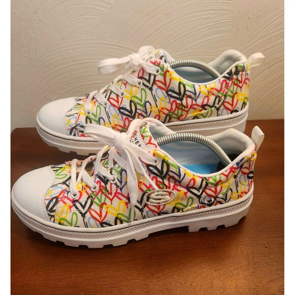 Skechers X James Goldcrown Women White Roadies Heart Sneakers SN 155505 Size 9.5 - Picture 3 of 10